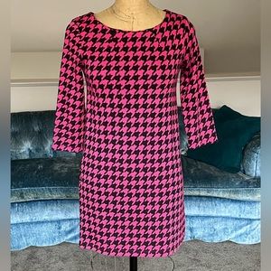 H&M black & pink houndstooth mini dress